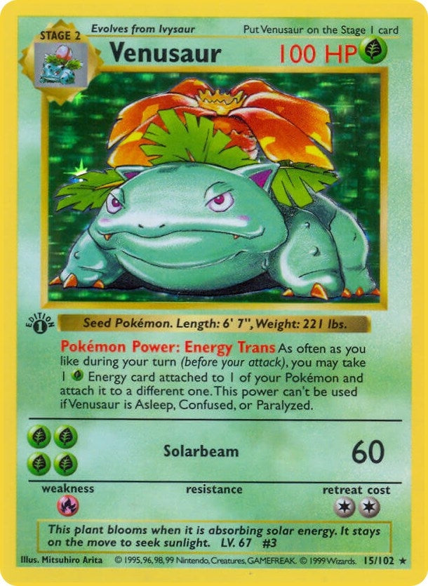 Venusaur (015/102) (1st Edition Holofoil) [Base Set (Shadowless)]