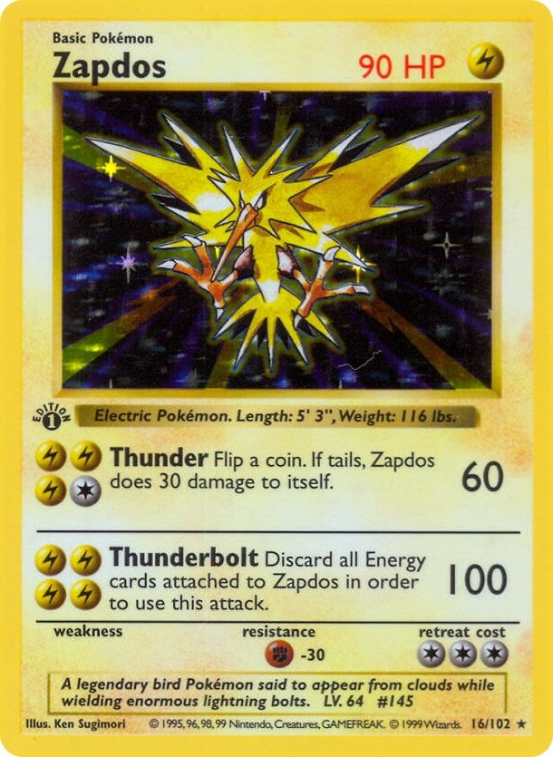 Zapdos (016/102) (1st Edition Holofoil) [Base Set (Shadowless)]