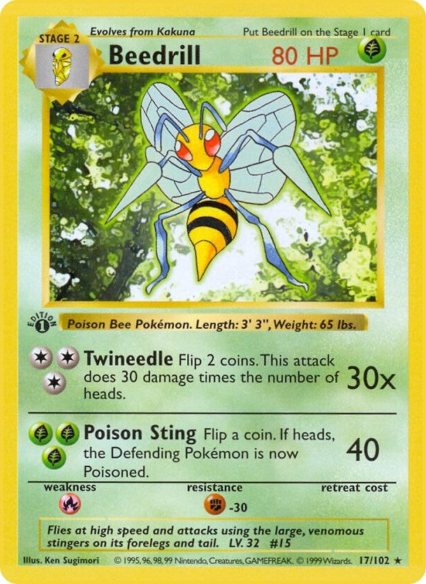 Beedrill (017/102) (Unlimited) [Base Set (Shadowless)]