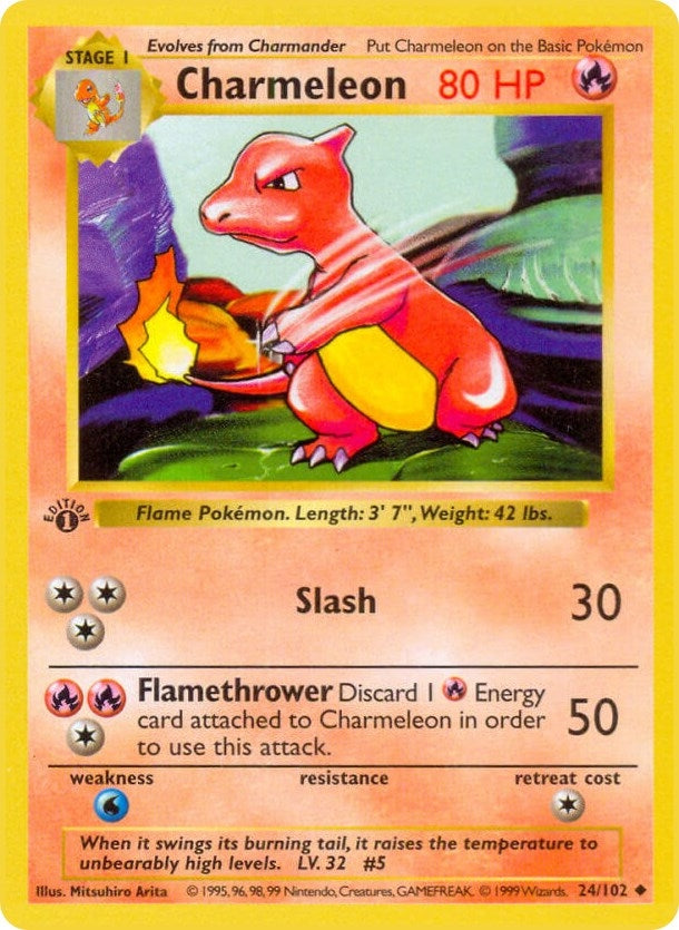 Charmeleon (024/102) (1st Edition) [Base Set (Shadowless)]