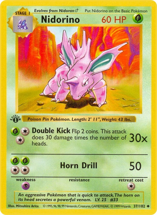 Nidorino (037/102) (Unlimited) [Base Set (Shadowless)]