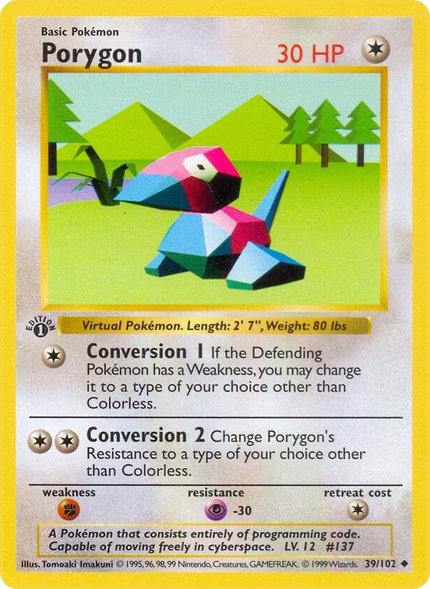 Porygon (039/102) (1st Edition) [Base Set (Shadowless)]