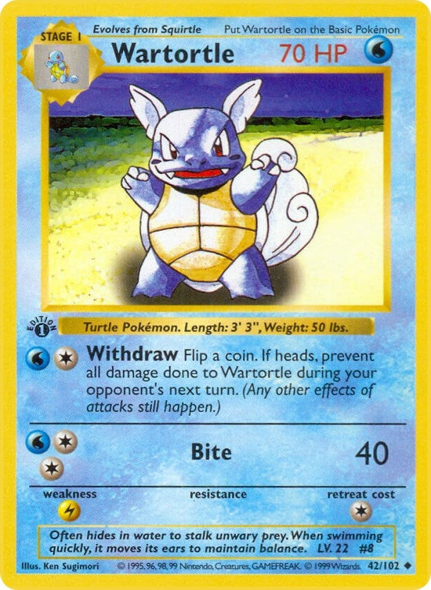 Wartortle (042/102) (1st Edition) [Base Set (Shadowless)]