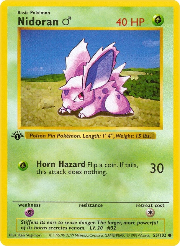Nidoran M (055/102) (1st Edition) [Base Set (Shadowless)]