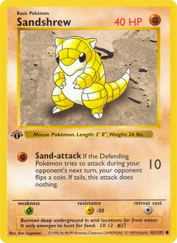 Sandshrew (062/102) (Unlimited) [Base Set (Shadowless)]