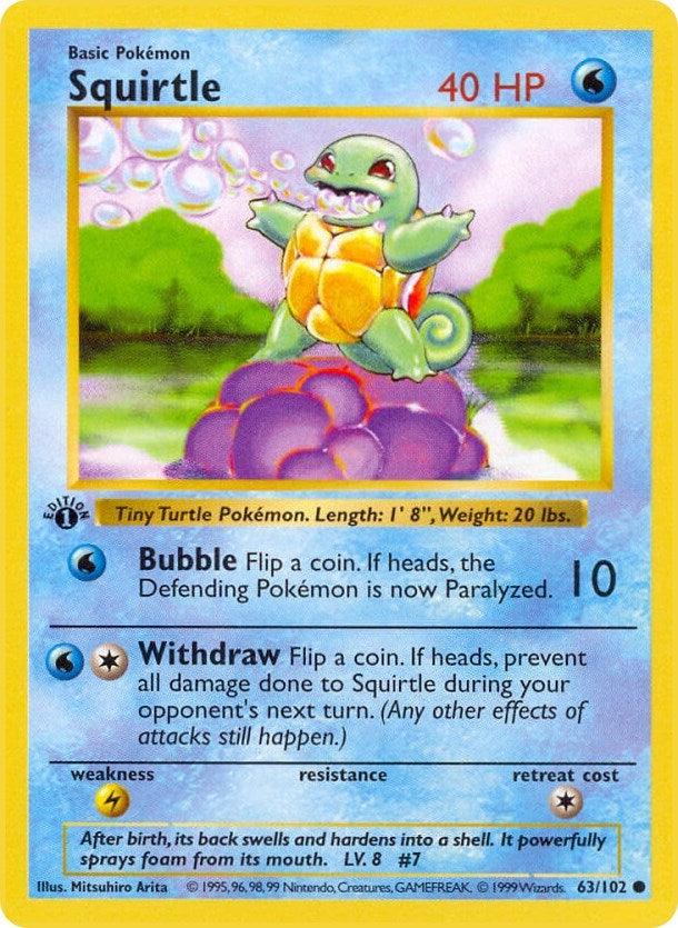 Squirtle (063/102) (1st Edition) [Base Set (Shadowless)]