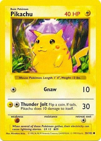 Pikachu (Red Cheeks) (058/102) (1st Edition) [Base Set (Shadowless)]