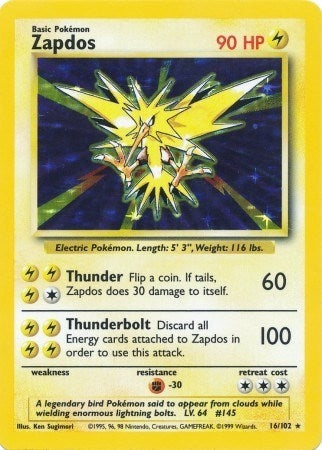 Zapdos (016/102) (Holofoil) [Base Set]