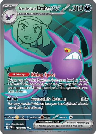 Team Rocket's Crobat ex 217/182  - Holofoil