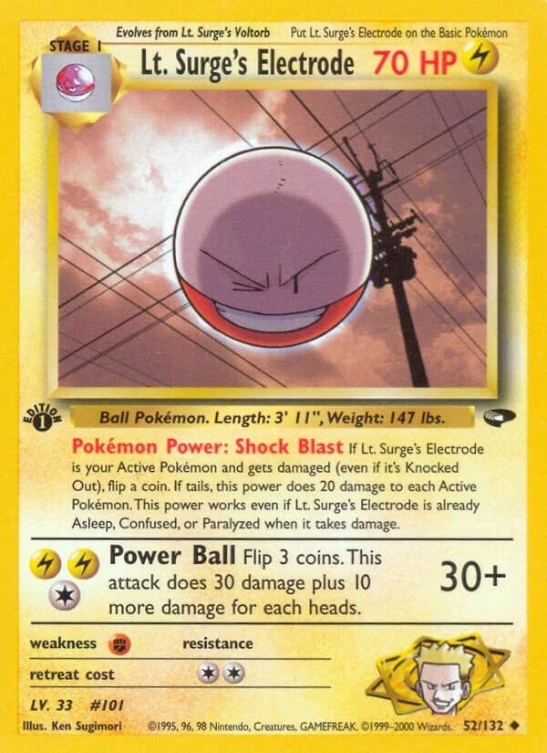 Lt. Surge's Electrode (052/132) (Unlimited) [Gym Challenge]