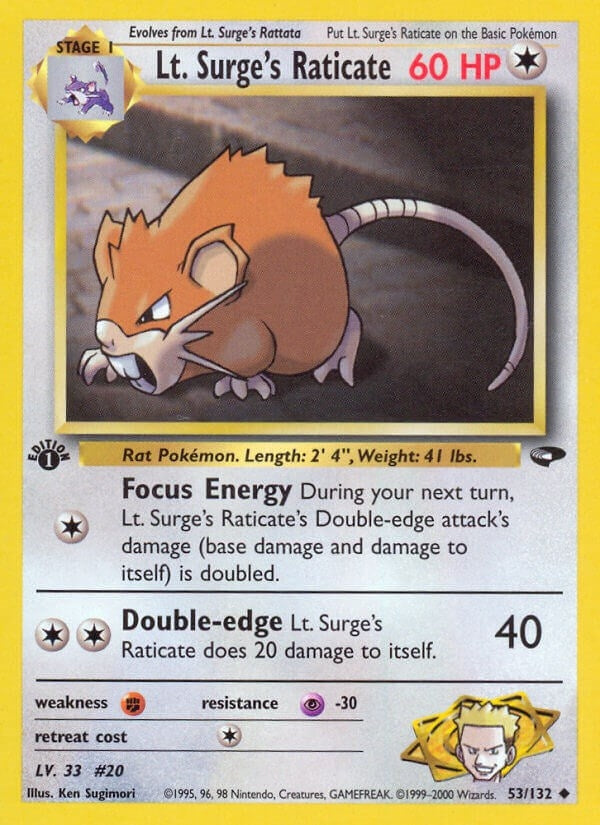 Lt. Surge's Raticate (053/132) (Unlimited) [Gym Challenge]