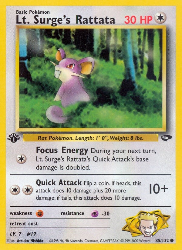 Lt. Surge's Rattata (085/132) (Unlimited) [Gym Challenge]